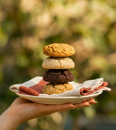Freshly baked Cookie Diet biscuits displayed on a baking tray