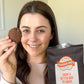 Smiling with weight loss chocolate brownie cookie