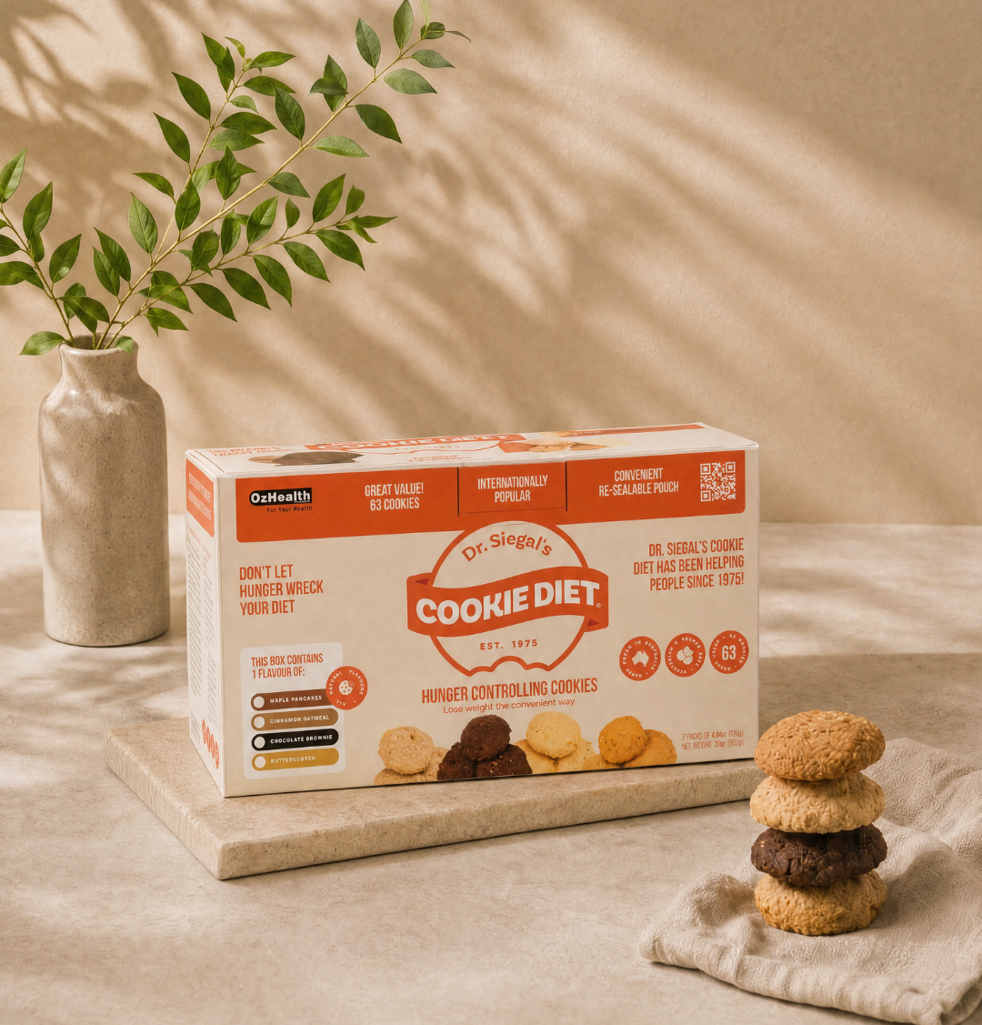 Cookie Diet box with assorted cookies in a natural setting